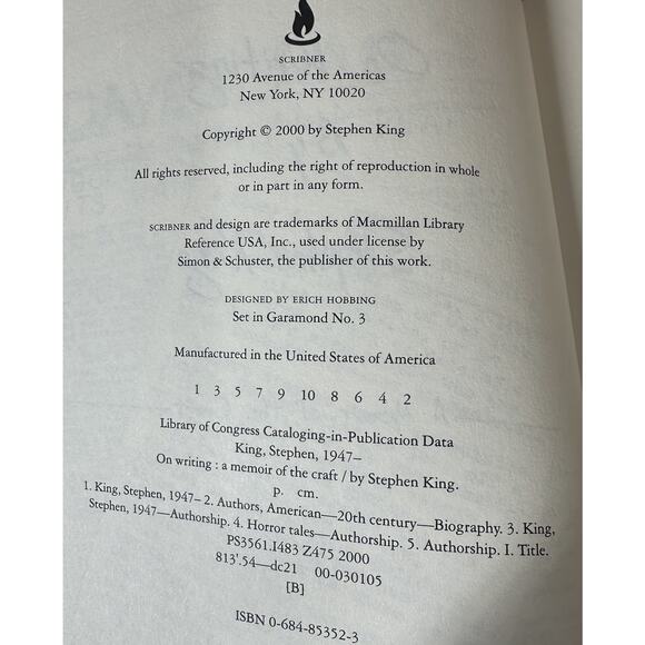 On Writing : A Memoir of the Craft By Stephen King 2000 1st Edition HC Book - Picture 5 of 5